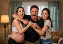 Yo tenía cinco meses de embarazo cuando mi hermana gemela se mudó a casa y comenzó una aventura con mi esposo. Luego encontré su identificación falsa escondida en el escritorio de él: la prueba de que planeaban huir juntos. Cuando finalmente los enfrenté, grité: “¿Estás esperando un hijo suyo, verdad?” Ella no dijo una palabra. Solo se levantó lentamente… y lo que reveló entonces fue mucho más aterrador que cualquier infidelidad.