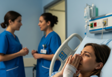 Después de besar la mano de mi esposo por última vez, caminé por el pasillo del hospital intentando mantener la compostura… hasta que pasé junto a dos enfermeras cerca de la sala de descanso. Una susurró: ‘¿Todavía no lo sabe, verdad?’ La otra respondió: ‘No. Y si se entera, todo habrá terminado.’ Me quedé inmóvil, con el corazón encogiéndose… justo cuando me di cuenta de que la habitación donde había estado mi marido ahora estaba cerrada con llave.