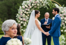 En la boda de mi hijo, me sentó en la última fila, avergonzado de mi vida modesta… sin saber que el multimillonario a mi lado era el amor de mi vida y que ahora era dueño del edificio de su suegro. Al final de la recepción, ocurrió algo que nadie esperaba