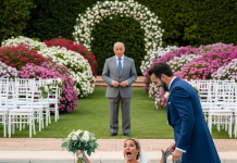 Durante la boda, mi esposo me empujó directamente a la fuente helada y se echó a reír histéricamente; incapaz de soportarlo, reaccioné de una manera que nadie esperaba…