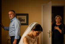 “Encontré a mi esposo con la prometida de mi hijo a solo unos días de su boda. Estaba lista para confrontarlo, pero mi hijo me detuvo. Se inclinó hacia mí y susurró: ‘Mamá, ya lo sé… y es peor de lo que piensas.’