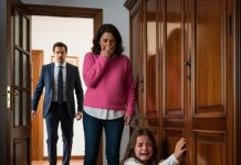 En una tarde soleada en un pequeño pueblo de España, una niña de ocho años se empeñaba en no dejar que su madre abriera el armario de su habitación. Cada vez que ella se acercaba, la niña lo abrazaba con desesperación, como si ocultara algo importante. Cuando la madre decidió revisarlo de una vez por todas… se quedó inmóvil: allí dentro no había ropa, sino un secreto capaz de congelar toda la casa.