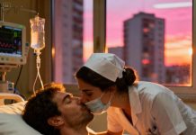 La enfermera se inclinó para limpiar la comisura de los labios del multimillonario que llevaba tres años en coma, y su corazón tembló ante aquel rostro inmóvil y tan atractivo. “Nunca lo sabrás…” —murmuró antes de rozar furtivamente sus labios con un beso— un pequeño secreto en la habitación silenciosa. Pero antes de que pudiera incorporarse, un brazo fuerte la sujetó por la cintura. Los ojos del hombre se abrieron: lúcidos, profundos… y peligrosos. ¿A quién había despertado?
