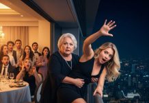 En una cena familiar, me levanté con una sonrisa y anuncié que estaba embarazada. Toda la mesa quedó completamente en silencio… hasta que mi suegra soltó una carcajada y gritó: —¡Está fingiendo su embarazo solo para sacarnos dinero! Antes de que alguien pudiera reaccionar, me agarró de la mano y me empujó desde la azotea del hotel “para demostrar” que yo mentía. Destrozada y apenas consciente, desperté en el hospital con mi esposo a mi lado, pálido como un fantasma y temblando. Pero cuando el médico entró y abrió la boca, las palabras que dijo congelaron la habitación entera en un silencio absoluto de horror.