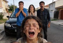 El calor quemaba la piel cuando una niña de ocho años fue empujada fuera de casa—sin zapatos, con el cuerpo sacudiéndose de miedo, abrazando a sus gemelos enfermos. Un golpe resonó. Luego, la acusación que selló su condena: «Eres una ladrona.» Llorando, rogó perdón, ofreciendo lo único que tenía: su niñez. Pero la respuesta fue fría y despiadada: «Lárgate a pedir limosna. Aquí no se alimenta a la basura.» Nadie abrió las ventanas. Nadie habló. La indiferencia parecía definitiva… Hasta que un Lamborghini negro chilló al detenerse. Un solo hombre bajó del coche— y una frase suya cambió el destino de todos para siempre.