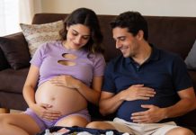 Abrí la puerta esperando la sonrisa familiar de mi esposo… pero lo que vi me paralizó por completo. Allí estaba él, en nuestra propia sala, con la mano apoyada en el vientre redondo de una mujer desconocida —su amante embarazada. Cuando habló, sus palabras me atravesaron como un puñetazo: “Tienes que irte. Ahora.” El pecho se me cerró, el aire desapareció y mi mente gritó mientras todo lo que creía saber sobre mi vida se hacía pedazos. No podía moverme. No podía respirar. Y aun así, en lo más profundo, lo supe: esto no era el final… era el inicio de algo mucho más explosivo.