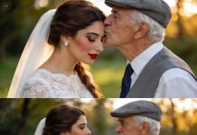 Lloré en mi propia boda, sonriendo para las cámaras mientras mi corazón se rompía detrás del velo. Me casaba con un hombre rico y mayor para salvar a mi familia… y todos sabíamos el precio que eso implicaba. Aquella noche, mis manos temblaban mientras esperaba sola en la suite, escuchando cómo el reloj marcaba cada segundo como un conteo regresivo. Él entró al baño sin decir una palabra. Pasaron minutos eternos. Luego, la puerta se abrió. Me giré… y lo que vi me hizo doblar las rodillas. En ese instante, comprendí que me había casado con un desconocido… y que mi vida estaba a punto de cambiar para siempre.