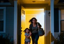 “Mommy, please… we need to leave before he comes back,” my six-year-old begged, her eyes wide with terror. My heart pounded. “What do you mean before he comes back? Daddy just left.” She kept shaking her head. “No. I heard him… he said he forgot something.” I grabbed her bag, opened the front door—and froze when I saw who was standing there. What happened next still haunts me.