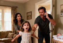 I rushed over when Lily cried, “Mom, what’s wrong with her skin?” The diaper lay open, revealing bruises no innocent baby should ever have. My husband froze, then whispered, “We need help. Now.” His voice cracked as he dialed 911. “These marks… someone did this to her.”