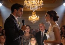 Sabía que la noche dolería, pero no esperaba que el golpe fuera tan público cuando mi hermana levantó el micrófono y dijo con desprecio: «Mi hermana es madre soltera, nadie la quiere», provocando oleadas de risas en toda la sala. Mi madre añadió, casi con orgullo: «Es un producto usado», y mi padre se tapó la boca, sin poder disimular su diversión. La humillación me presionaba por todos lados, hasta que el novio se levantó bruscamente, agarró el micrófono y toda la sala se quedó paralizada.