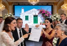 “¡Mamá, te hice un juego de llaves de nuestra cabaña!”, dijo mi esposo en la boda, entregándole a su madre las llaves de mi cabaña. Minutos después, el anfitrión anunció un regalo especial para la novia… y ambos quedaron helados del shock.