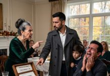 Mi suegra dejó a mi hijo durmiendo en el garaje para que no arruinara su cena perfecta. No imaginó que el niño descubriría el secreto más oscuro de su armario, dándome el arma perfecta para destruir su falsa vida y llamar a la policía en pleno banquete familiar.