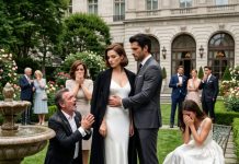 Mi familia se burló cuando entré sola a la boda de mi hermana. Mi padre me gritó que daba lástima y me empujó a la fuente ante los aplausos de todos. Sonreí bajo el agua y le dije que recordara ese momento. Veinte minutos después, llegó mi esposo multimillonario y todos se quedaron pálidos.