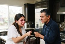 Estando embarazada de ocho meses, mi propio padre me agredió salvajemente para robarse 150,000 dólares. Me dejó herida y en labor de parto, pero al intentar escapar, se topó de frente con su peor pesadilla en la entrada.