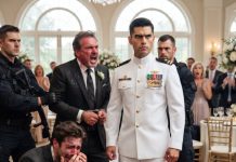 Mi padre se burló de mi carrera militar frente a todos en su boda. Minutos después, regresé con mi uniforme blanco y doscientos SEAL de élite irrumpieron en el salón. Cuando se cuadraron y me saludaron, el rostro de mi padre se quedó sin sangre. No era orgullo, era el terror de saber que su peor secreto había sido descubierto.