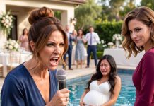 Un empujón de mi madre en mi propio baby shower me dejó luchando por mi vida en la piscina. Pero el verdadero terror comenzó cuando un secreto familiar apareció en la pantalla gigante.