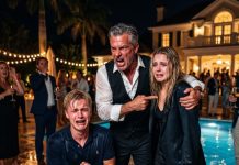 A wealthy jerk shoves a struggling waitress into a pool for a cheap laugh, but his cruel prank backfires instantly when the billionaire host steps in and reveals her true identity.