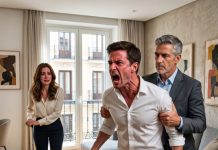 «¿A dónde crees que vas?», gruñó a mis espaldas. «¡Deja esa bolsa! ¿Divorcio? ¡Ni lo sueñes!». Alzó el puño, listo para golpearme en el estómago… pero se quedó congelado cuando vio quién salía del baño.