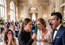 En la boda de mi ex, la novia tomó el micrófono y dijo: “Lo salvé de esa mujer rota”. Todos se rieron. Hasta que una mesera se quitó la gorra y dijo: “Soy su hija y tengo algo que decir”. La novia se puso pálida.