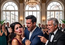 Mi esposo me agarró del cabello y me abofeteó frente a todos en la fiesta para defender a su amante. Nadie dijo nada. De pronto, un hombre poderoso le apuntó al pecho con un arma y gritó: “¿Cómo te atreves a tocar a mi hija?”.