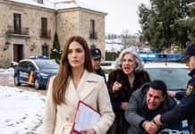 Mi suegra me echó a la nieve con mis gemelos de diez días. Mi marido no hizo nada. Nueve días después, volví con la policía a quitarles todo.